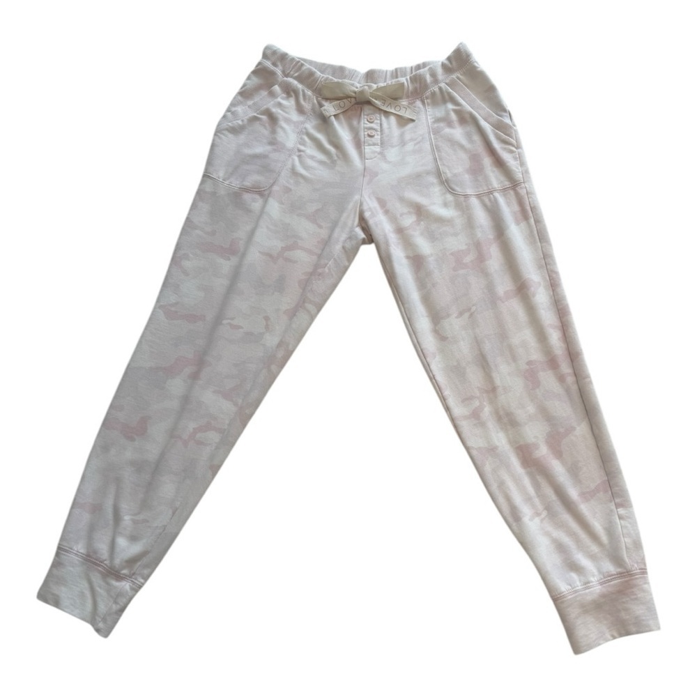 GAP Pink & White Camo French Terry Joggers Sweatpants Lounge Pant - Size Small
